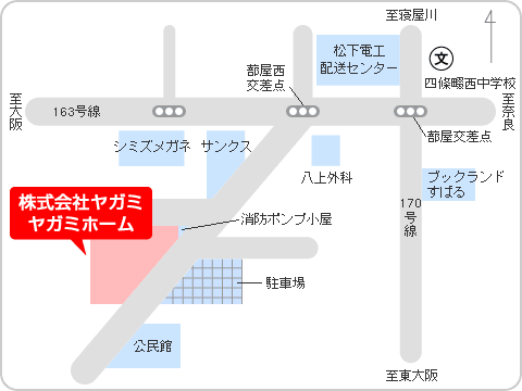 株式会社ヤガミ／ヤガミホームへのアクセスマップ